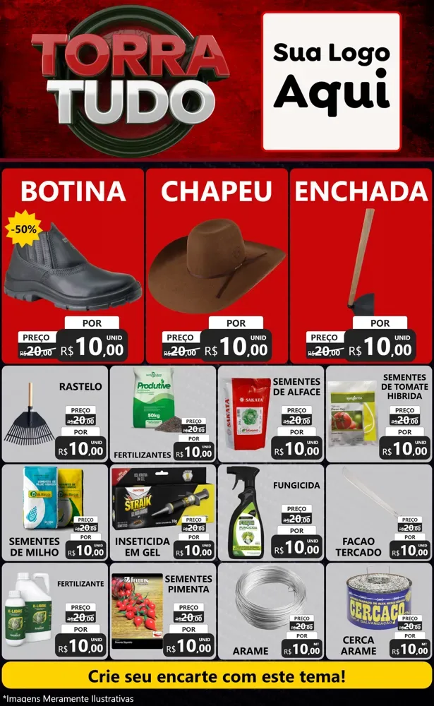 Modelo de Encarte para Encarte Grande com o tema Torra Tudo para Agropecuária