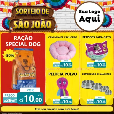 Modelo de Rede Social para Feed Facebook com o tema Sorteio de São João para Pet Shop
