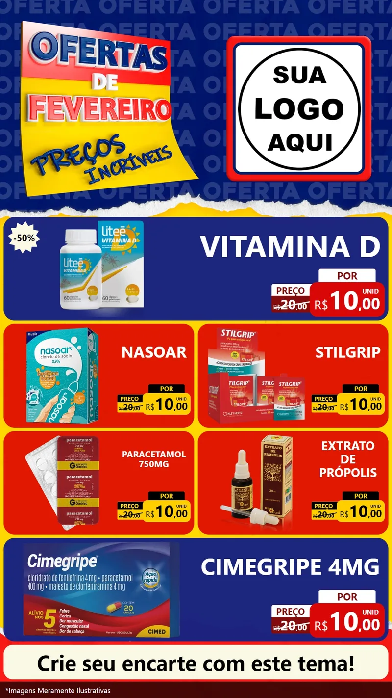 Modelo de TV para TV Vertical com o tema Ofertas de Fevereiro - Preços Incríveis para Farmácia