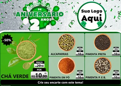 Modelo de Encarte para Encarte A4 Horizontal com o tema Promoção de Aniversário - 2 Anos para Produtos Naturais