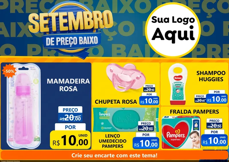 Modelo de Encarte para Encarte A4 Horizontal com o tema Setembro De Preço Baixo para Bebês