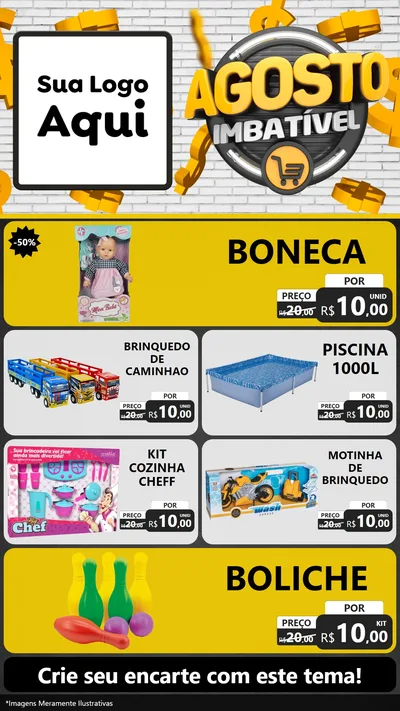 Modelo de TV para TV Vertical com o tema Agosto imbatível para Brinquedos