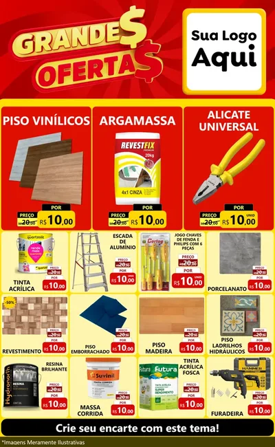 Modelo de Encarte para Encarte Grande com o tema Grandes Ofertas para Material para Construção