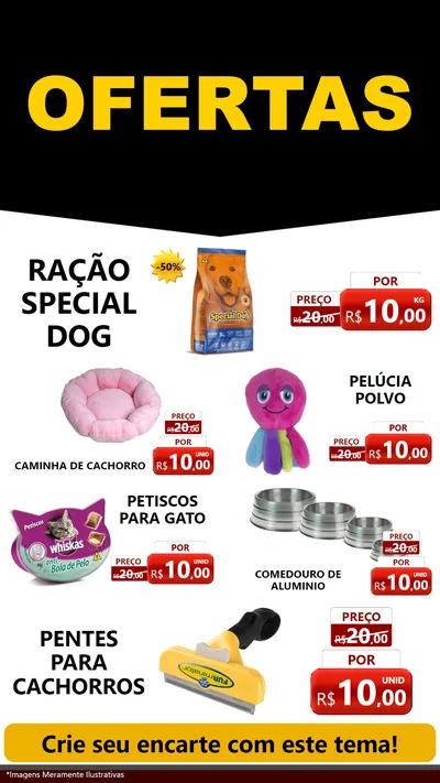 Modelo de TV para TV Vertical com o tema Ofertas Preto e Vermelho Cartaz para Pet Shop