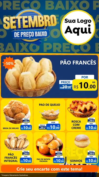Modelo de Rede Social para Stories com o tema Setembro De Preço Baixo para Padaria