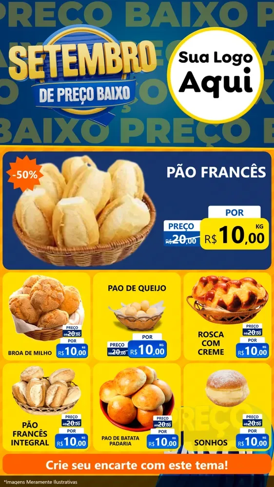 Modelo de Rede Social para Stories com o tema Setembro De Preço Baixo para Padaria