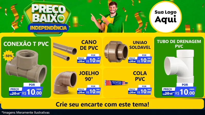 Modelo de TV para TV Horizontal com o tema Preço Baixo de Independência para Tubos e conexões