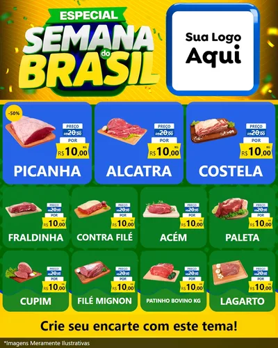 Modelo de Rede Social para Feed Instagram com o tema Especial Semana do Brasil para Açougue