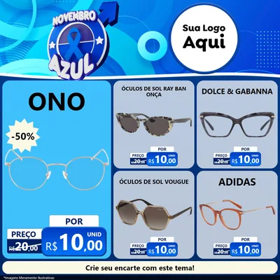 Modelo de Rede Social para Feed Facebook com o tema Novembro Azul para Óticas