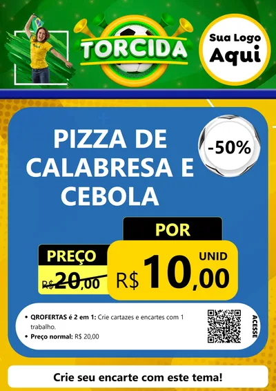 Modelo de Cartaz para Cartaz A4 Vertical com o tema Torcida para Pizzaria