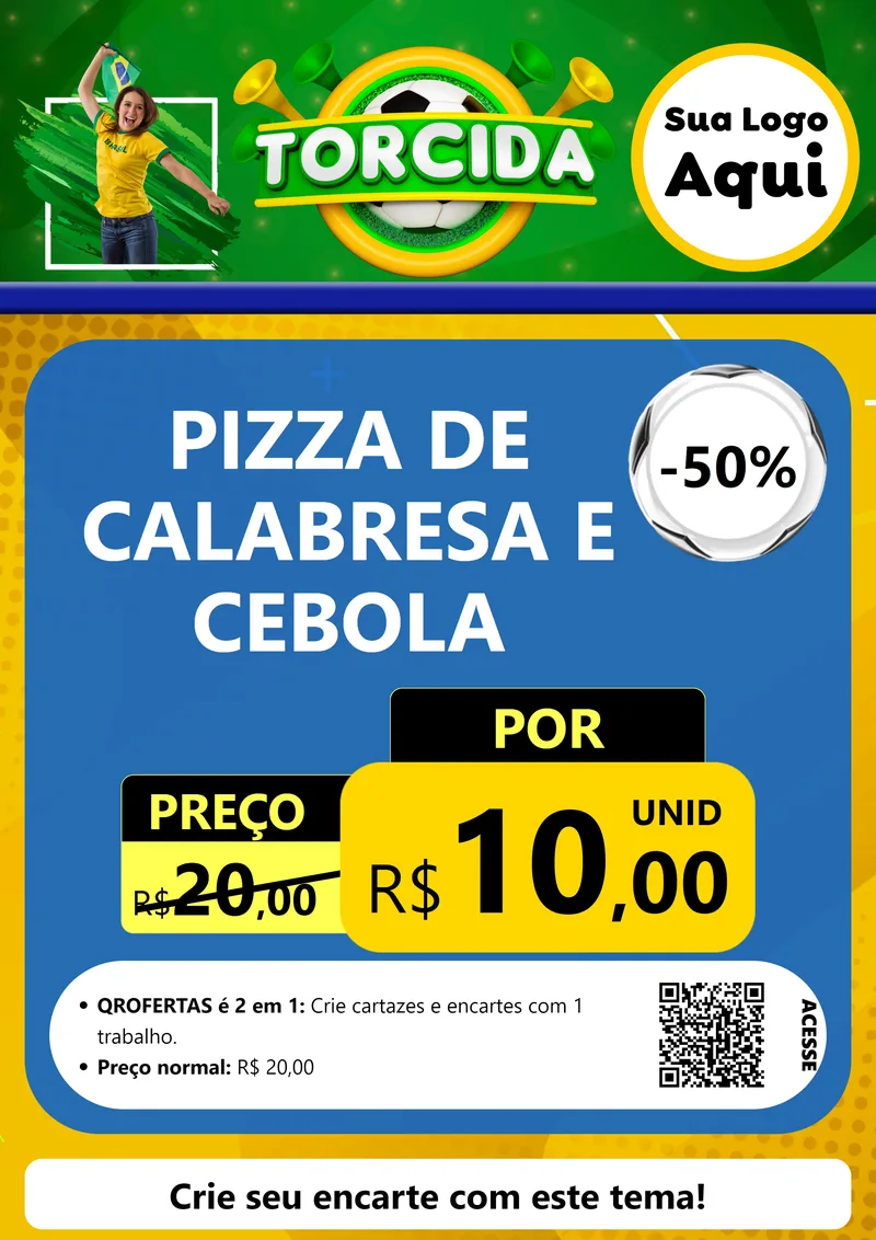 Modelo de Cartaz para Cartaz A4 Vertical com o tema Torcida para Pizzaria