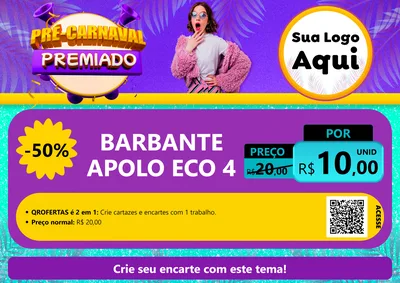 Modelo de Cartaz para Cartaz A4 Horizontal com o tema Pré-Carnaval Premiado para Armarinho e Aviamentos
