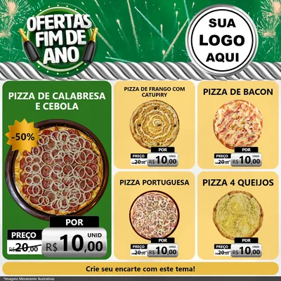 Modelo de Rede Social para Feed Facebook com o tema Ofertas Fim de Ano para Pizzaria