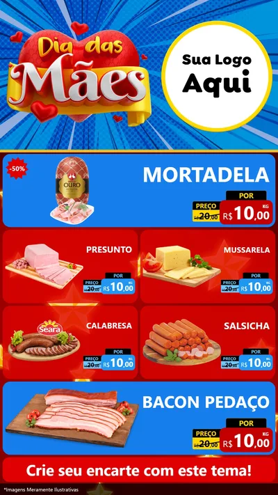 Modelo de TV para TV Vertical com o tema Dia das Mães para Frios e Laticínios