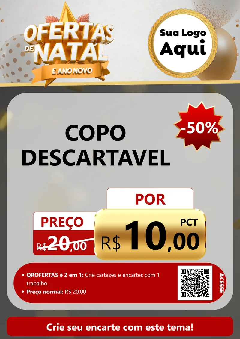 Modelo de Cartaz para Cartaz A4 Vertical com o tema Ofertas De Natal E Ano Novo para Embalagens