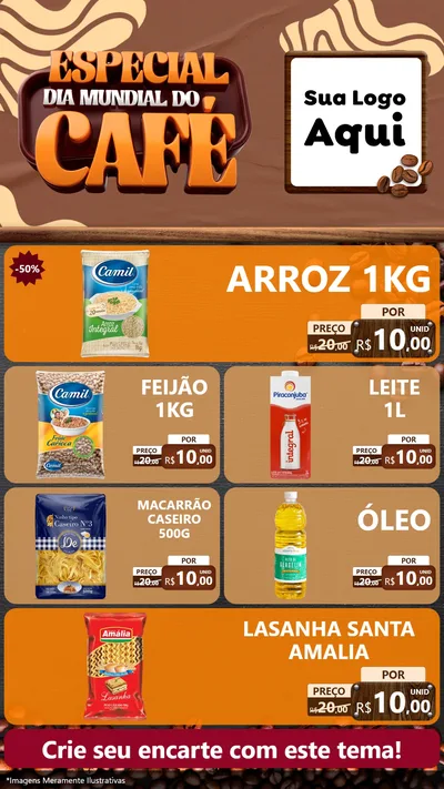 Modelo de TV para TV Vertical com o tema Especial Dia Mundial do Café para Supermercado