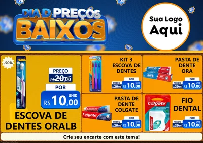 Modelo de Encarte para Encarte A4 Horizontal com o tema Dia D Preço Baixo para Higiene Pessoal