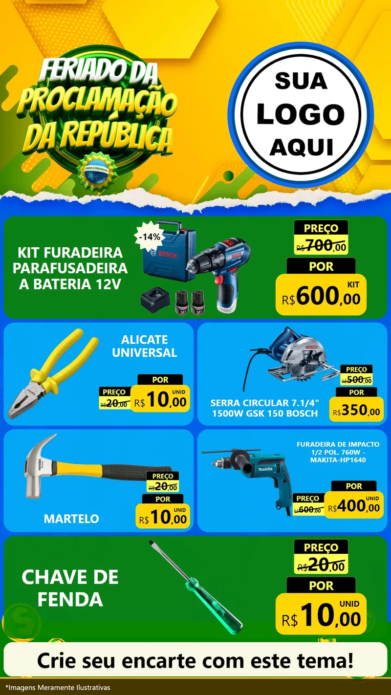 Modelo de TV para TV Vertical com o tema Feriado da Proclamação da República para Maquinas e Ferramentas