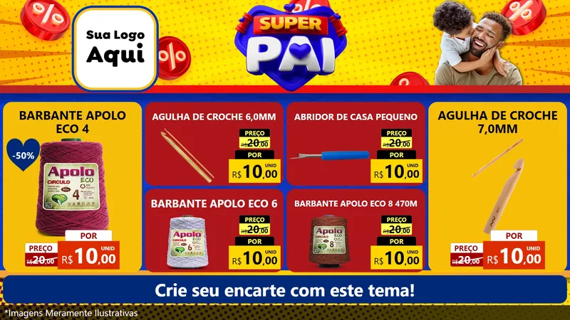 Modelo de TV para TV Horizontal com o tema Super Pai para Armarinho e Aviamentos