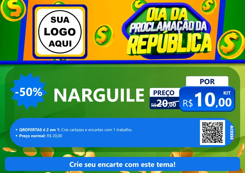 Modelo de Cartaz para Cartaz A4 Horizontal com o tema Dia Da Proclamação da República para Tabacaria