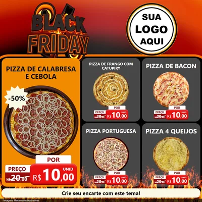 Modelo de Rede Social para Feed Facebook com o tema Black Friday para Pizzaria