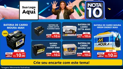 Modelo de TV para TV Horizontal com o tema Nota 10 para Baterias Elétricas
