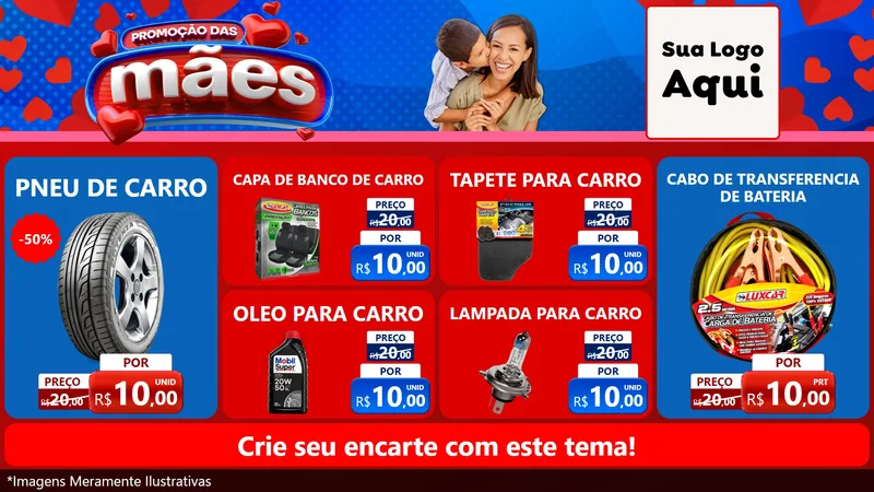 Modelo de TV para TV Horizontal com o tema Promoção das Mães para Auto peças
