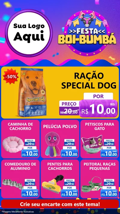 Modelo de Rede Social para Stories com o tema Festa Boi-Bumbá para Pet Shop