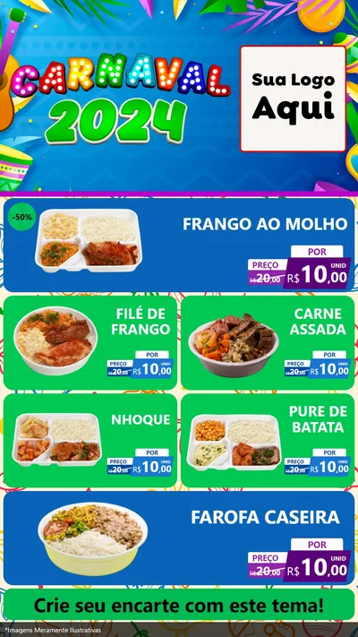 Modelo de TV para TV Vertical com o tema Carnaval 2027 para Restaurante