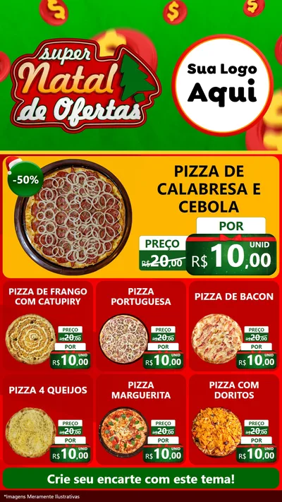 Modelo de Rede Social para Stories com o tema Super Natal de Ofertas para Pizzaria