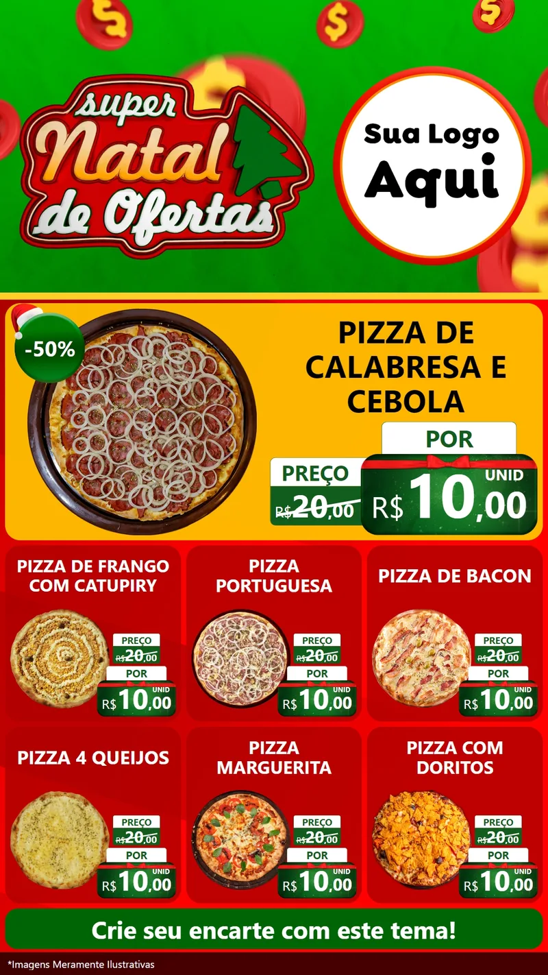 Modelo de Rede Social para Stories com o tema Super Natal de Ofertas para Pizzaria