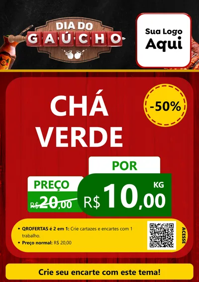 Modelo de Cartaz para Cartaz A4 Vertical com o tema Dia do Gaúcho para Produtos Naturais