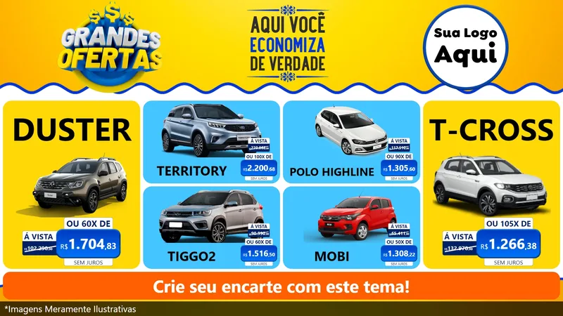 Modelo de TV para TV Horizontal com o tema Grandes Ofertas para Concessionaria de Carros