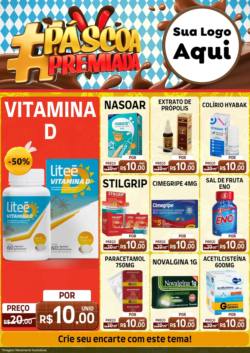 Modelo de Encarte para Encarte A4 Vertical com o tema Páscoa Premiada para Farmácia