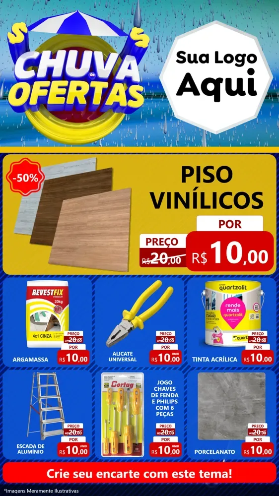 Modelo de Rede Social para Stories com o tema Chuva de Ofertas para Material para Construção