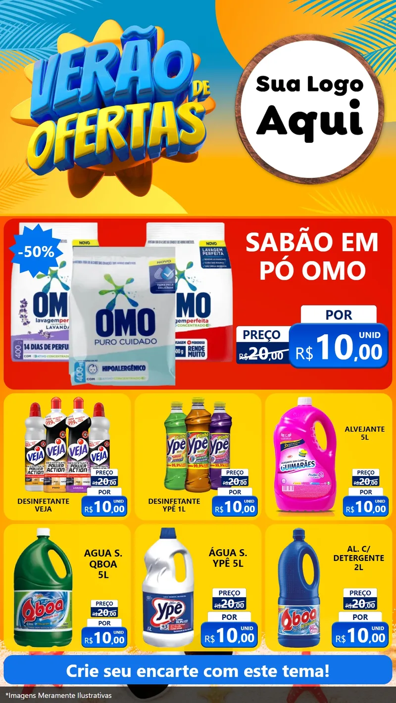 Modelo de Rede Social para Stories com o tema Verão de Ofertas para Produtos de Limpeza