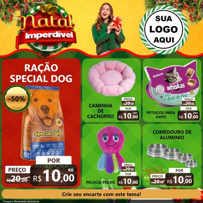 Modelo de Rede Social para Feed Facebook com o tema Natal Imperdível para Pet Shop