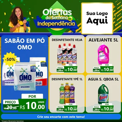 Modelo de Rede Social para Feed Facebook com o tema Ofertas da Semana da Independência para Produtos de Limpeza