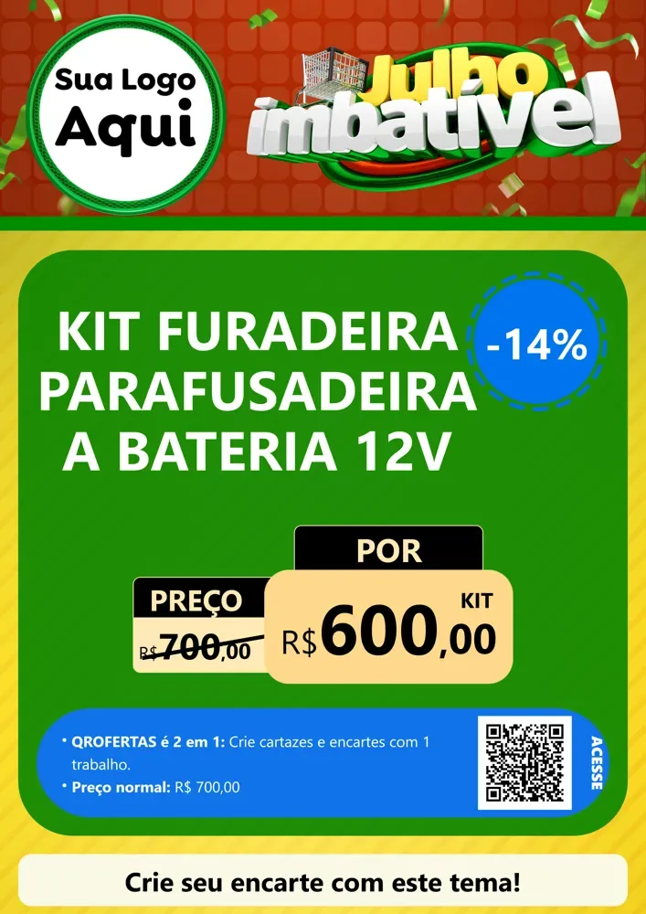 Modelo de Cartaz para Cartaz A4 Vertical com o tema Julho Imbatível para Maquinas e Ferramentas