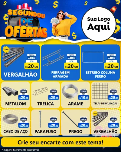 Modelo de Rede Social para Feed Instagram com o tema Segundou de Ofertas para Ferragens