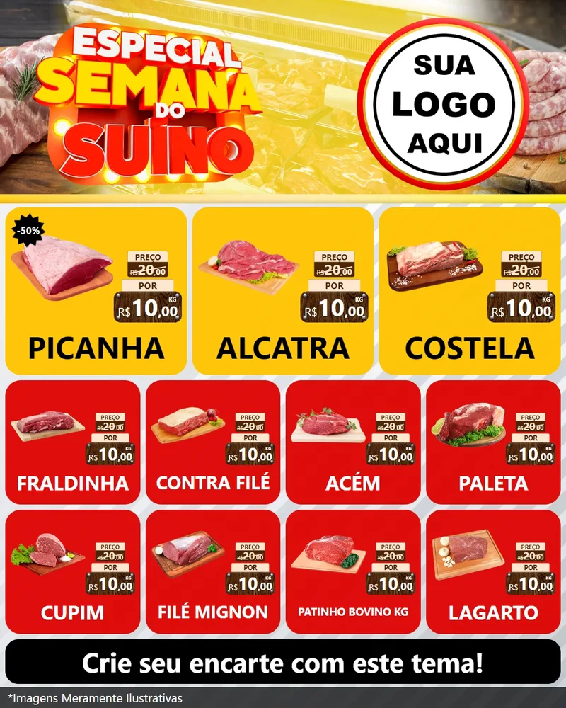Modelo de Rede Social para Feed Instagram com o tema Especial Semana do Suíno para Açougue