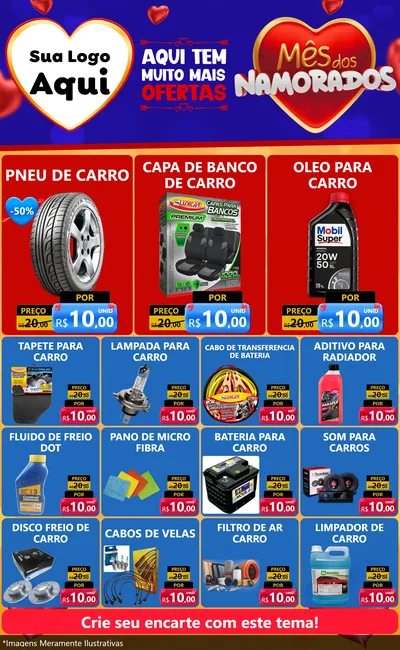 Modelo de Encarte para Encarte Grande com o tema Mês dos Namorados para Auto peças