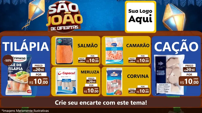 Modelo de TV para TV Horizontal com o tema São João Ofertas Imbatíveis! - Junina para Peixaria