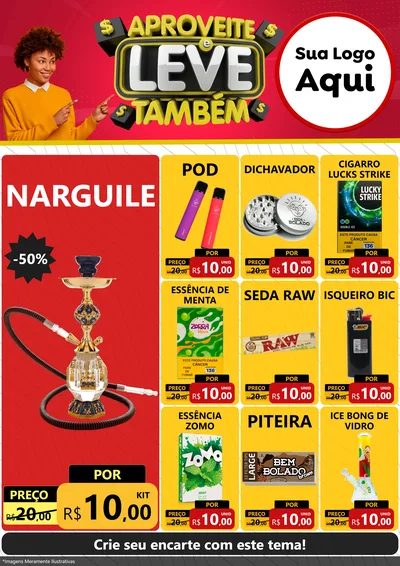 Modelo de Encarte para Encarte A4 Vertical com o tema Aproveite e Leve Também para Tabacaria