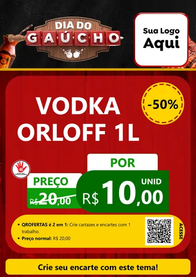 Modelo de Cartaz para Cartaz A4 Vertical com o tema Dia do Gaúcho para Distribuidora de bebidas