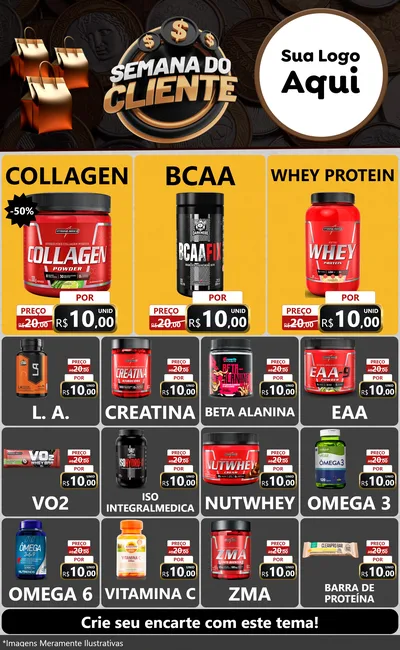 Modelo de Encarte para Encarte Grande com o tema Semana do Cliente para Suplementos alimentares