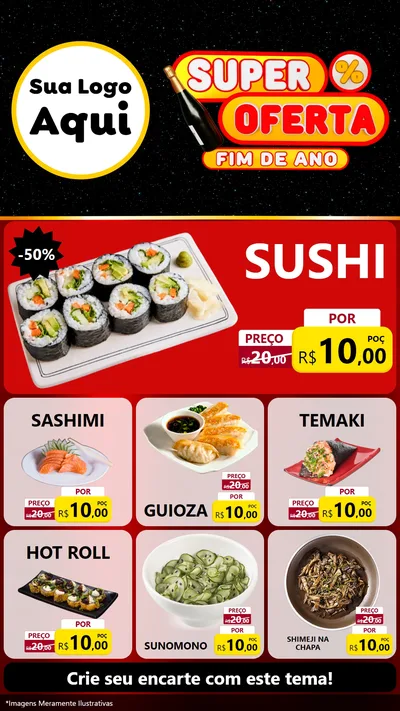 Modelo de Rede Social para Stories com o tema Super Oferta Fim de Ano para Comida japonesa