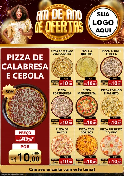 Modelo de Encarte para Encarte A4 Vertical com o tema Fim de Ano de Ofertas para Pizzaria