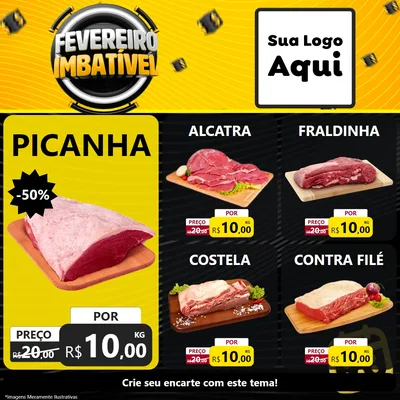 Modelo de Rede Social para Feed Facebook com o tema Fevereiro Imbatível para Açougue