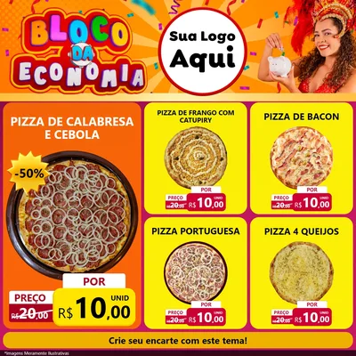 Modelo de Rede Social para Feed Facebook com o tema Bloco da Economia para Pizzaria